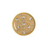 Handmade Quartz Stone Powder Yellow Leafy Flower Pattern Blue Pottery Decorative Platter | 10 Inch | Serving Plate