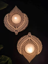 Handcrafted Wooden Block Diya Set with Tea Light Candles
