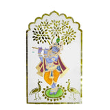 Lord Krishna Thikri Art – A Divine Reflection in Mirror & Tradition | Gold Handcrafted Wall Art