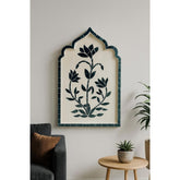 Handmad Floral Thikri Glasswork | Silver Handcrafted Wall Art