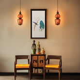 Handmade Indian Miniature Painting of a Peacock, Peafowl Bird in Nature, Decorative wall art