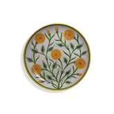 Handcrafted Quartz Stone Powder Jaipur Blue Pottery Decorative Marigold Flower Wall Hanging Plate | 10 Inch | Decorative Wall Plate