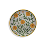 Handcrafted Quartz Stone Powder Jaipur Blue Pottery Decorative Marigold Flower Wall Hanging Plate | 10 Inch | Decorative Wall Plate