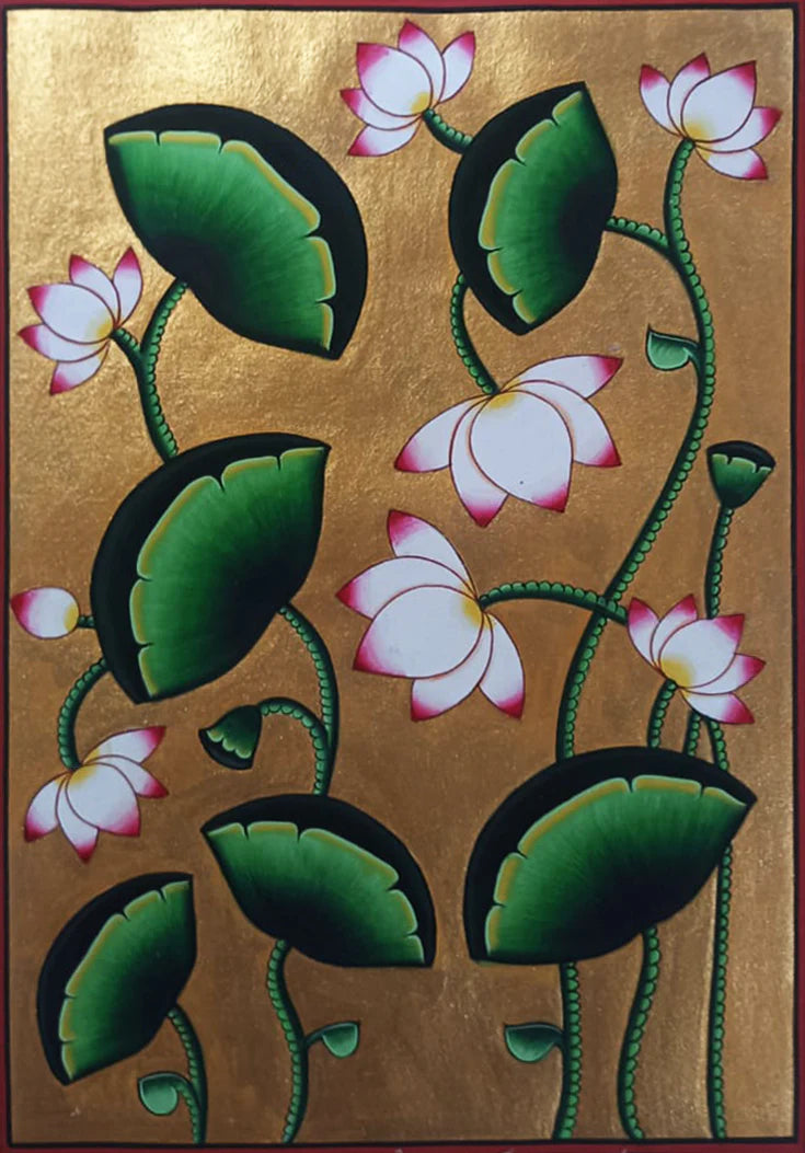 Golden Kamal Talai Pichwai Art