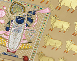 Handmade Shrinathji Pichwai Painting with Cows | Traditional Nathdwara Art
