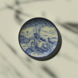 Handmade Blue Pottery Quartz Stone Powder Lord Krishna Playing Flute 8 Inch Wall Plate | Decorative Wall Plate