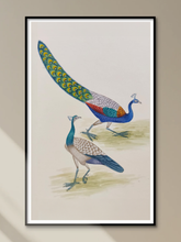 Handmade Indian Mughal Miniature Painting of Peacock, Traditional indian art and decor