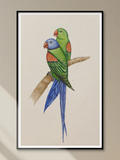 Handmade Parrot Bird Original Indian Miniature Art Painting