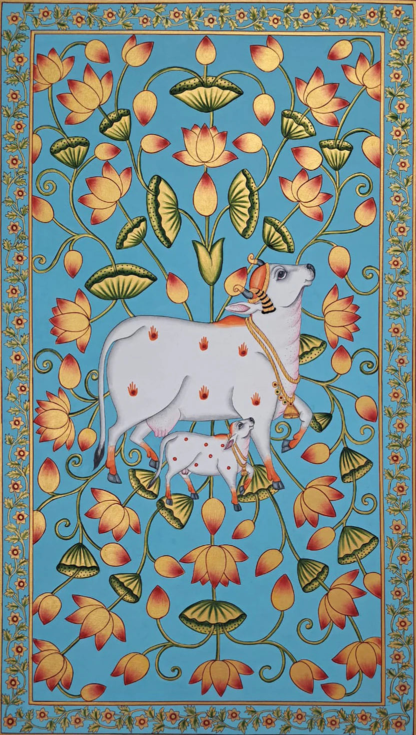 Handmade Adorned Cows Pichwai Painting