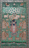Handmade Shrinathji Pichwai Painting with Cows | Traditional Nathdwara Art | Silver work
