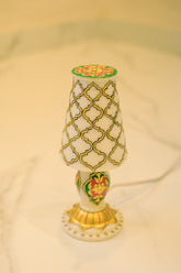 Handcrafted Usta Art Side Table Lamp with Gold Embossing
