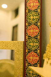 Handcrafted Usta Art Decorative Mirror with Gold Embossing