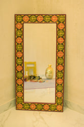 Handcrafted Usta Art Decorative Mirror with Gold Embossing
