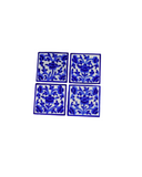 Handmade Blue Pottery Quartz Stone Powder 8.3 cm Coasters Set of 4 Pcs with Stand | Tea Coaster | Dining Table Decor Accessories