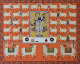 Handmade Shrinathji Pichwai Painting with Cows | Traditional Nathdwara Art | Devotional Wall Decor