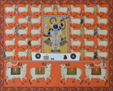 Handmade Shrinathji Pichwai Painting with Cows | Traditional Nathdwara Art | Devotional Wall Decor