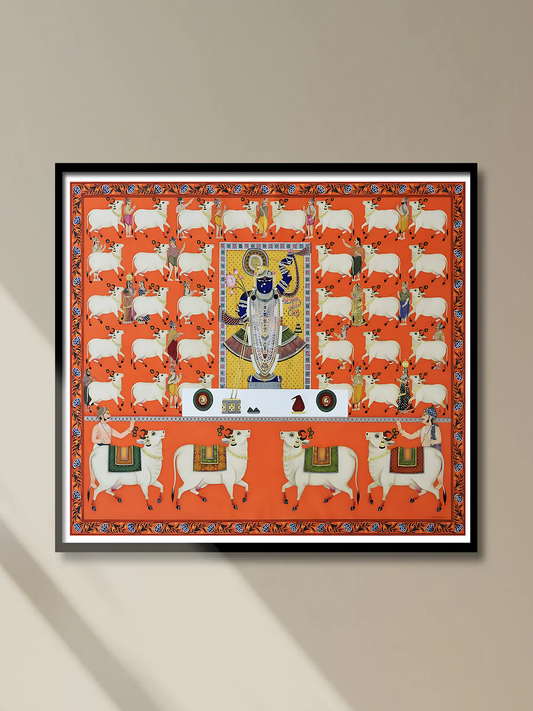 Handmade Shrinathji Pichwai Painting with Cows | Traditional Nathdwara Art | Devotional Wall Decor