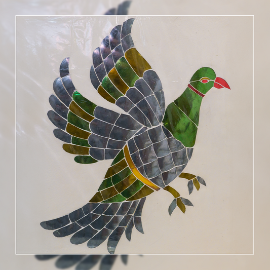 Handcrafted Thikri Glasswork Parrot | Vibrant Green Wall Art Decor