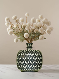 Traditional Artisary Handcrafted Blue Pottery 10 Inch Matka Flower Vase | Decorative Flower Vase