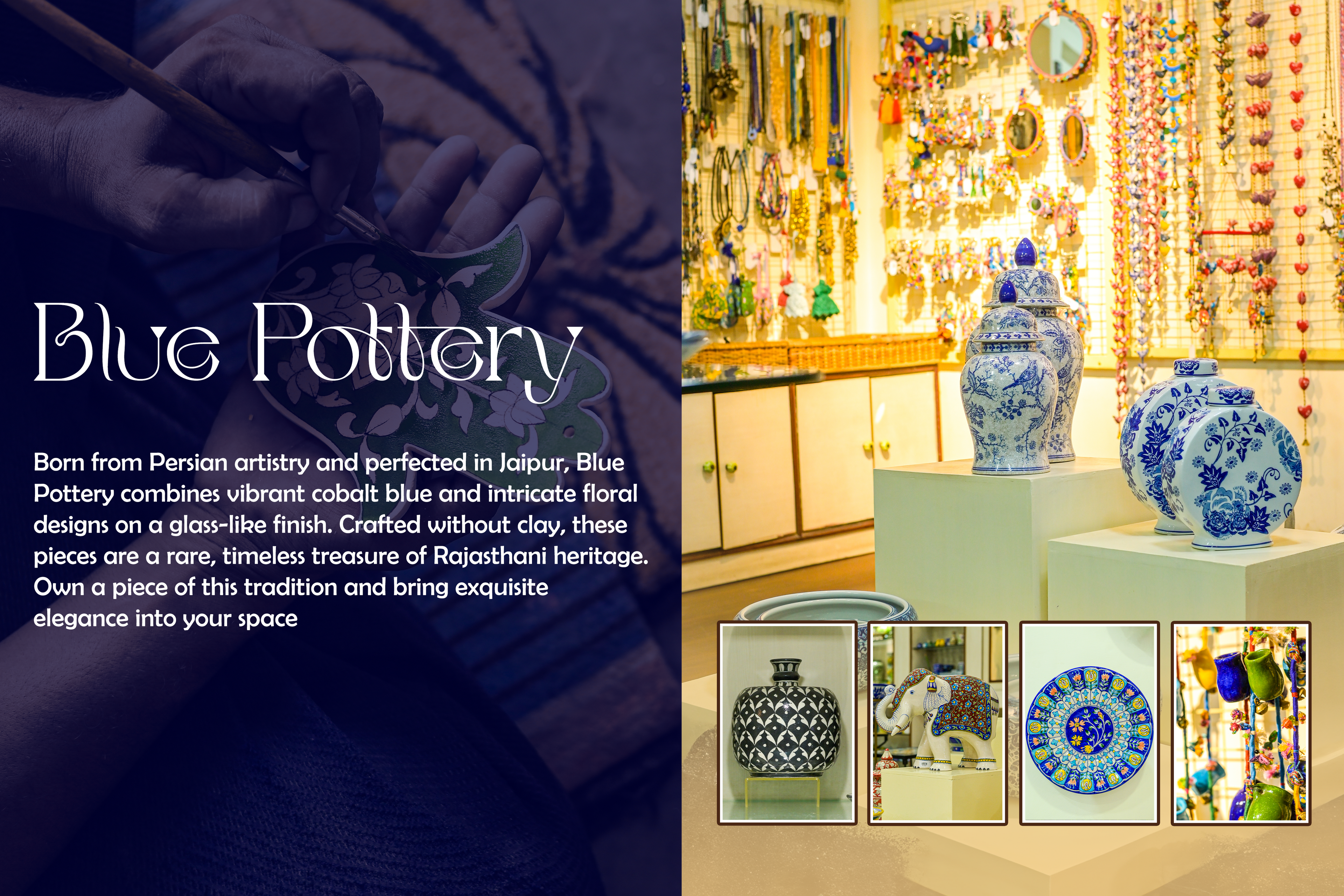 Shop Jaipur Blue Pottery Decor Online | Kalavaati | Jaipur Blue Pottery Art and Crafts 