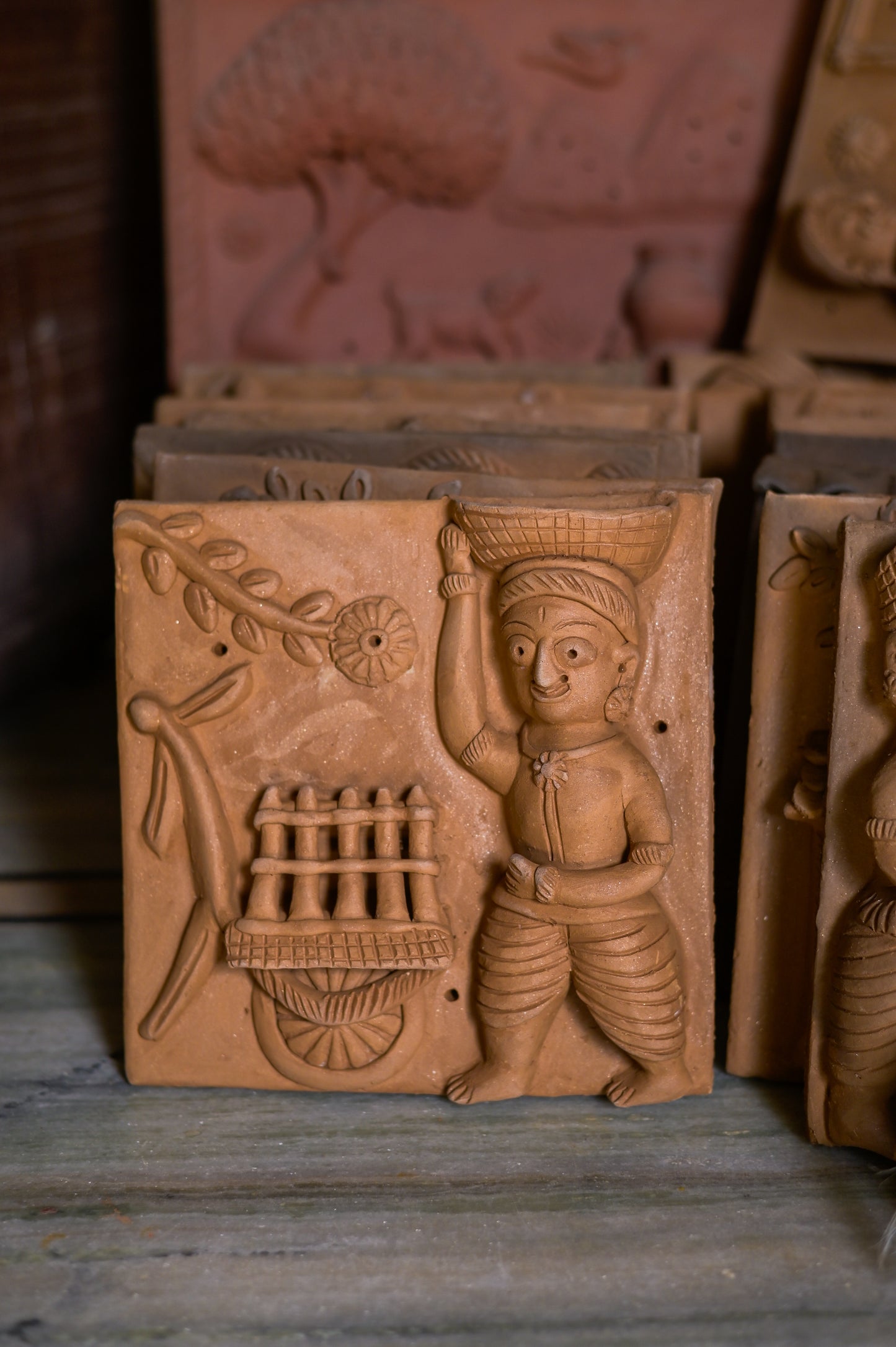 Handcrafted Molela Terracotta Tile | Farming scene Wall Decor