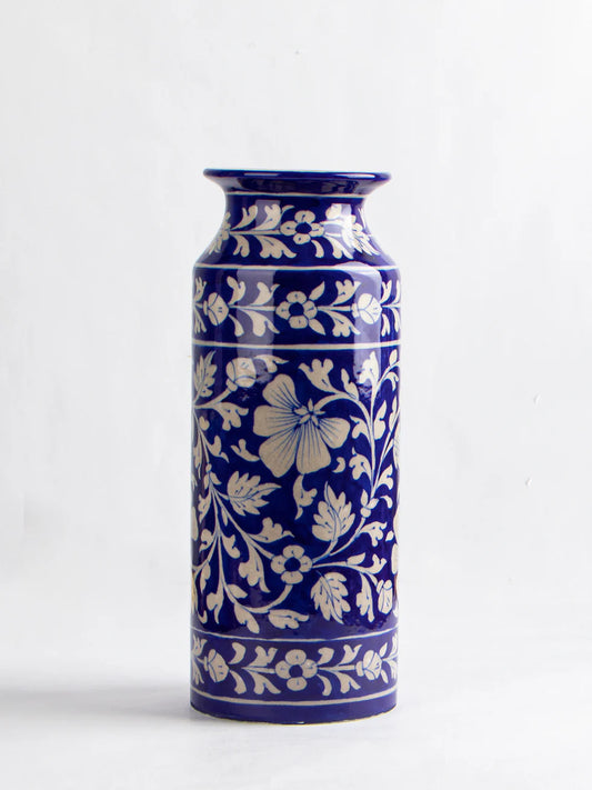 Handcrafted Blue Pottery Flower Vase