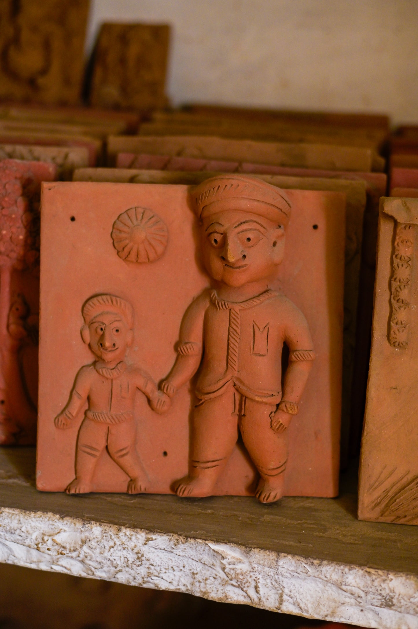 Handcrafted Molela Terracotta Tile | Father-Son Moment