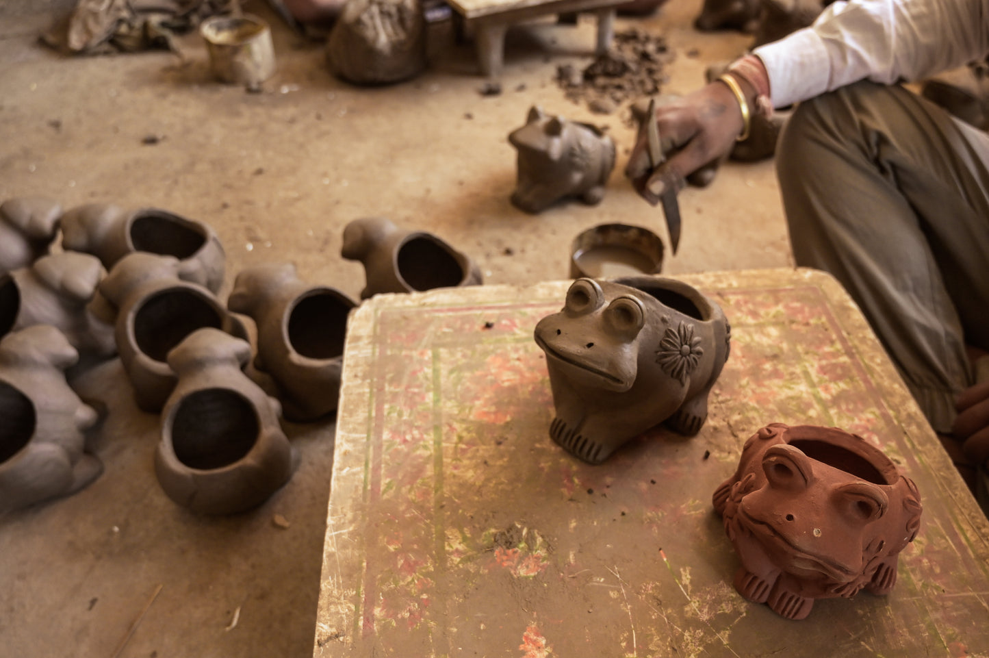 Rustic Handcrafted Terracotta Clay Frog Sculpture | Molela Art Decor Piece