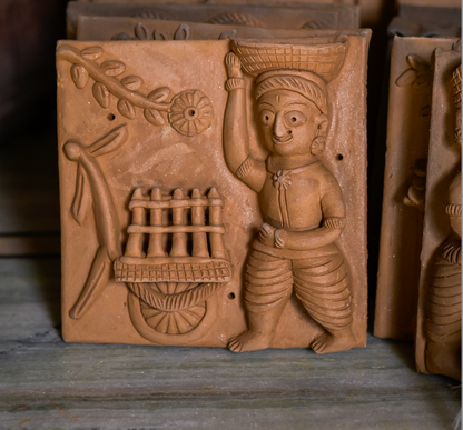 Handcrafted Molela Terracotta Tile | Farming scene Wall Decor