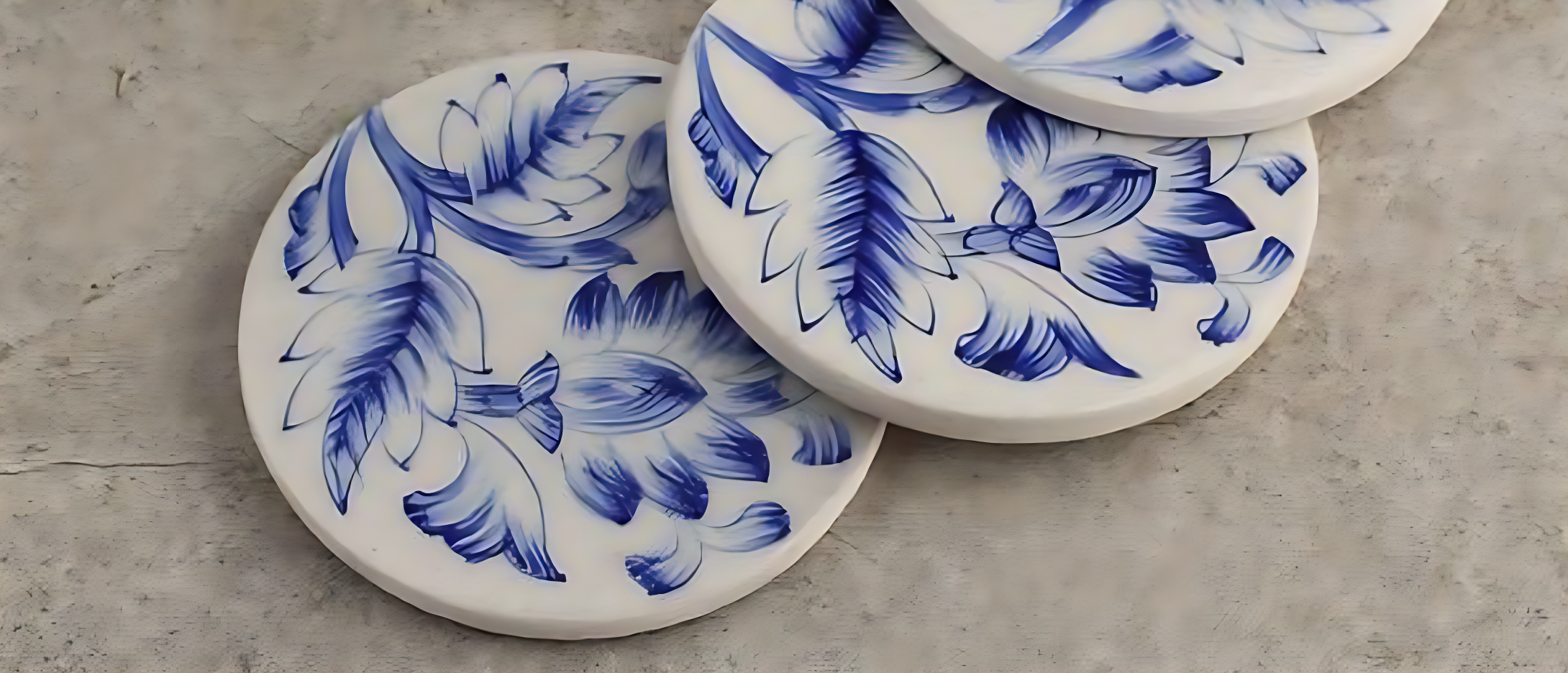 White Floral Coasters Set of 4 Pcs