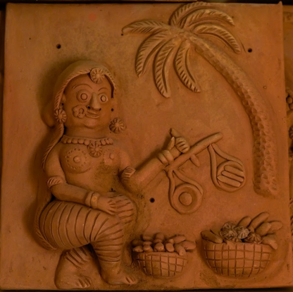 Handcrafted Molela Terracotta Tile | Traditional Village Market Scene