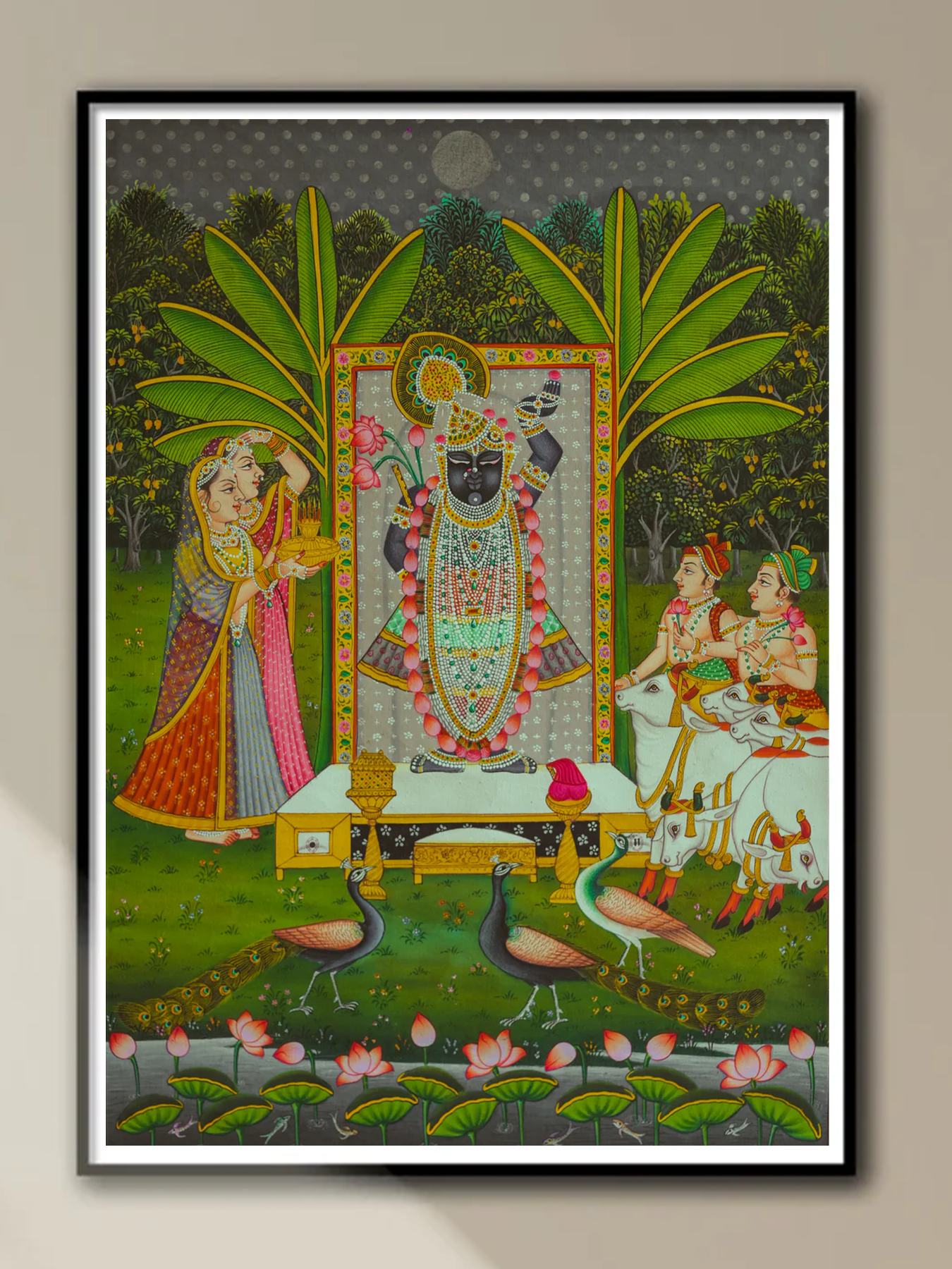 Handmade Shrinathji Pichwai Painting | 15x22 Inch | Devotional Indian Art Decor