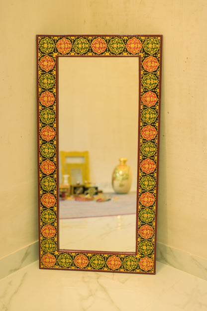 Usta Art Decorative Mirror – Handcrafted Masterpiece with Gold Embossing